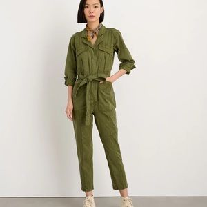 Alex Mill Army Green Expedition Jumpsuit in Washed Twill